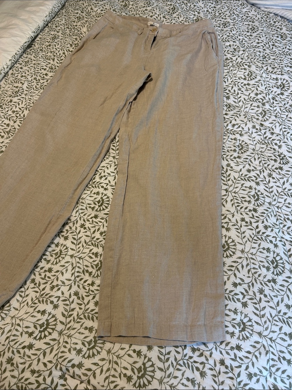 Eileen Fisher Linen Wide-Leg Pants in Light Beige - Picture 6 of 9